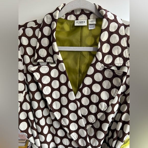 Cato WomenvBrown with off white polka dot pattern overcoat Size 16W - Picture 2 of 12